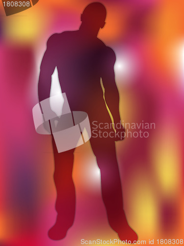 Image of Sexy Boy Silhouette on Colorful Background