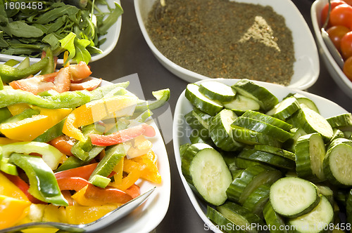 Image of sliced vegetables tomatoes with spice Jerusalem