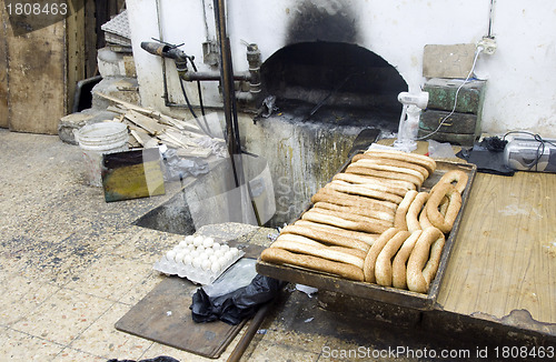 Image of local bakery fresh bread old city Jerusalem Palestine Israel