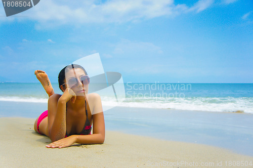 Image of Woman Sun Tanning