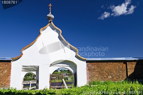 Image of Gates to ancient Russian orthodox monastery