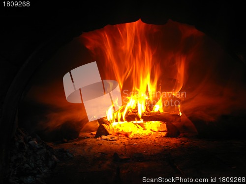 Image of Fire wood burning in the furnace