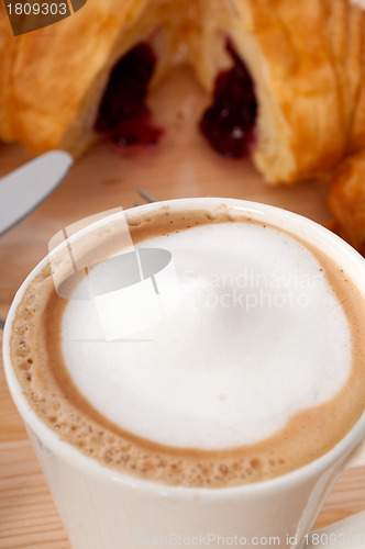 Image of fresh croissant french brioche and coffee