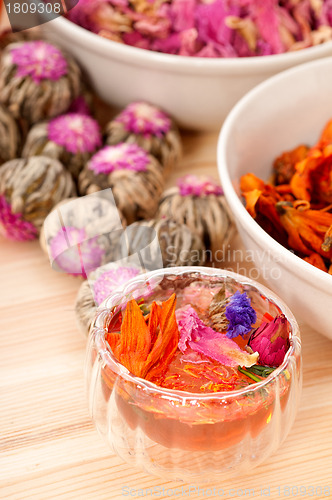 Image of Herbal natural floral tea infusion with dry flowers