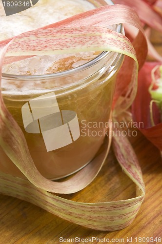 Image of Rhubarb jam in glass jar