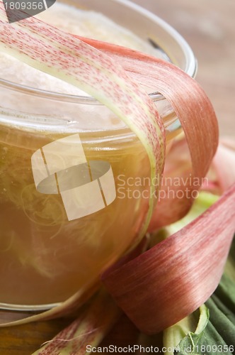 Image of Rhubarb jam in glass jar