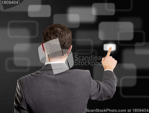 Image of Business Man Push the Button