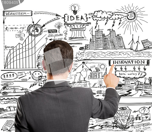 Image of Business Man Push the Button