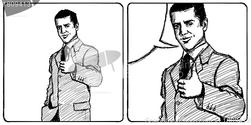 Image of Sketch Business Man Shows Well Done