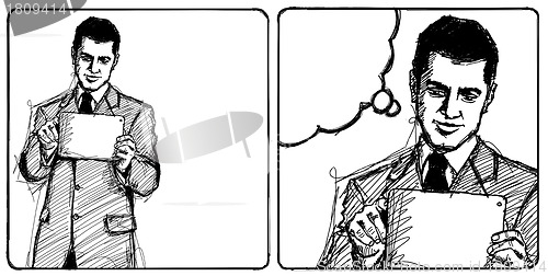Image of Sketch Businessman With I Pad