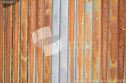 Image of Background of rusty retro wall metal fence wall 