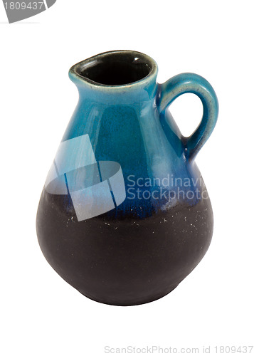 Image of Clay pitcher object with handle isolated on white 