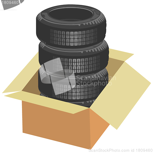 Image of Brand new tires in a box