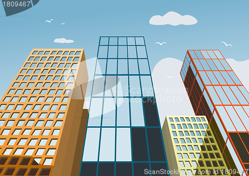 Image of High skyscrapers on a background of the blue sky
