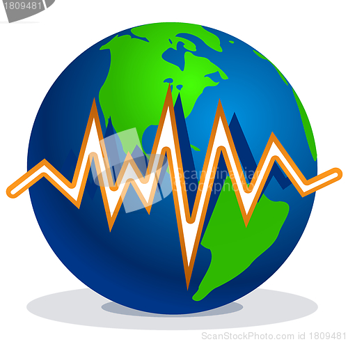 Image of Earth and earth quake lines