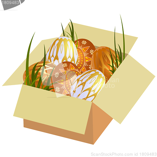 Image of Easter eggs in a box