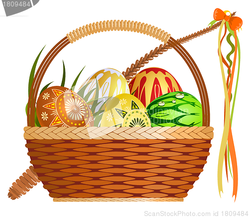 Image of Basket with easter eggs