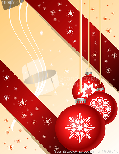 Image of Traditional red Christmas ball ornaments