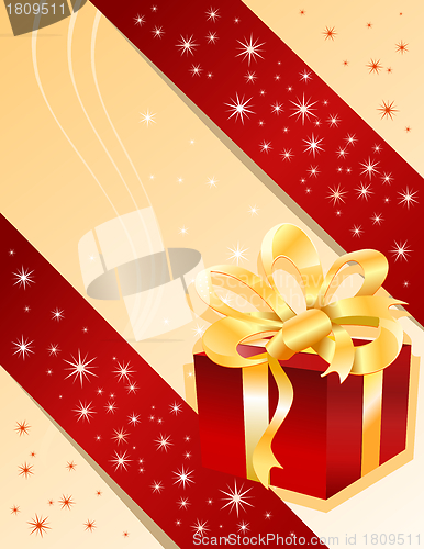 Image of Christmas gift on yellow background