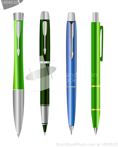 Image of Vector illustration of set colorful pens