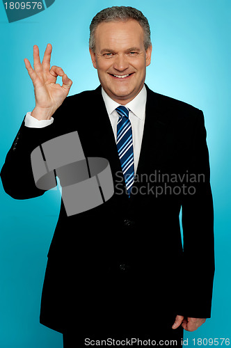 Image of Experienced businessman showing okay sign