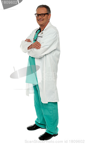 Image of Side view portrait of casual male physician