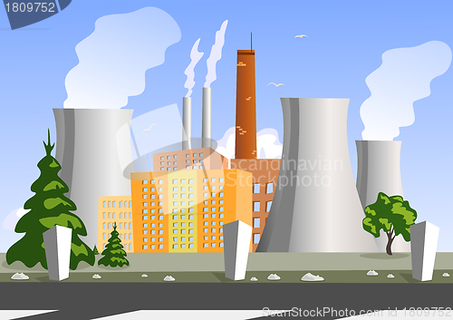 Image of Electrical generating plant, vector illustration