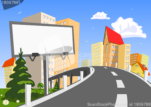 Image of Abstract vector city with billboard