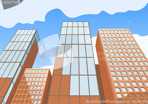 Image of High skyscrapers on a background of the blue sky