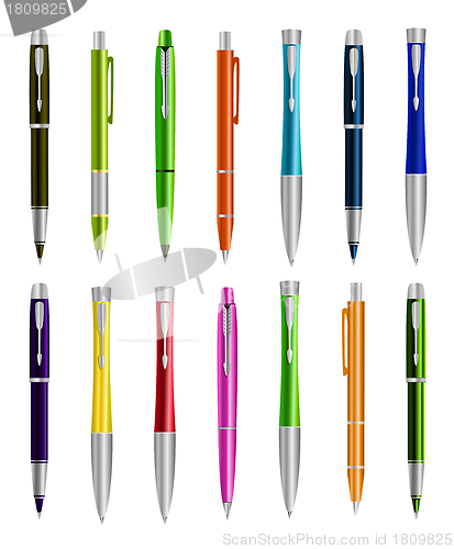 Image of Vector illustration of set colorful pens