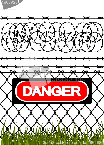 Image of Wire fence with barbed wires