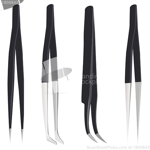 Image of Set of steel tweezers