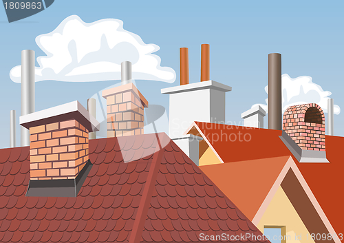 Image of Chimneys on the roofs of houses