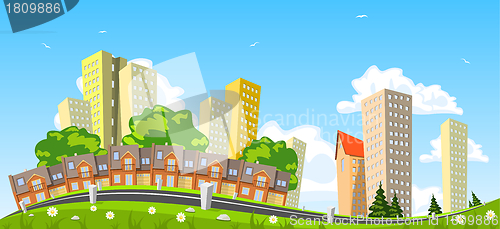 Image of Abstract vector city, row building. Illustration