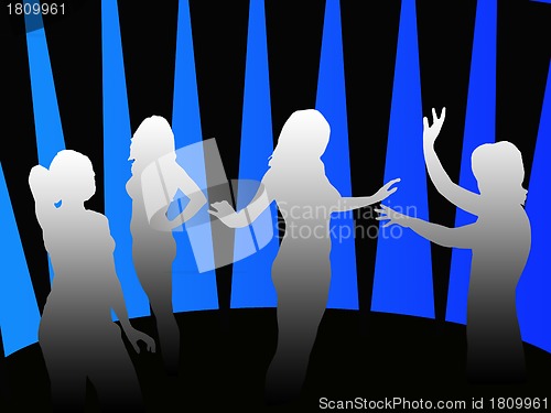 Image of Silhouettes of girls dancing in a disco