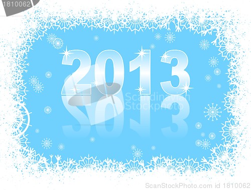 Image of christmas and new year card  with 2013 on a blue winter background 