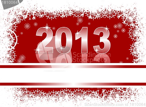 Image of christmas and new year card  with 2013 on a red winter background  