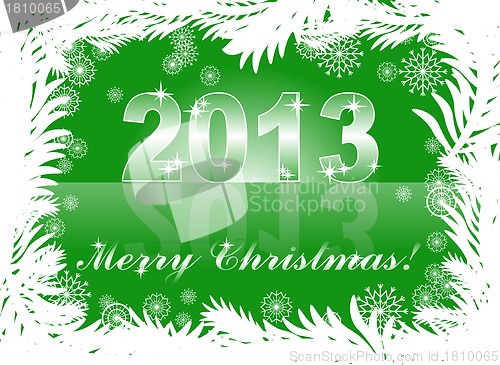 Image of christmas card with 2013 on a green winter background