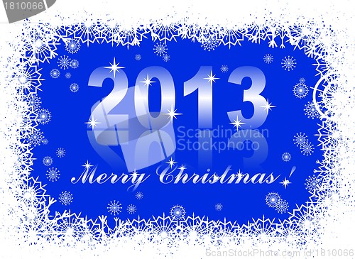 Image of christmas and new year card  with 2013 on a blue winter background 