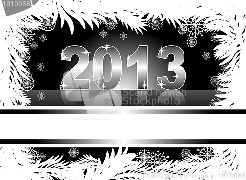 Image of christmas and new year card  with 2013 on a black winter background