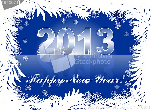 Image of christmas and new year card  with 2013 on a blue winter background 