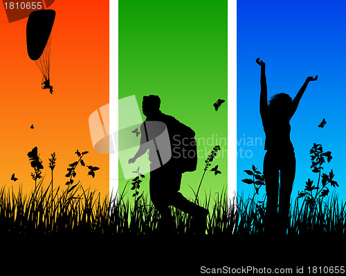 Image of Vector grass silhouettes background. All objects are separated.