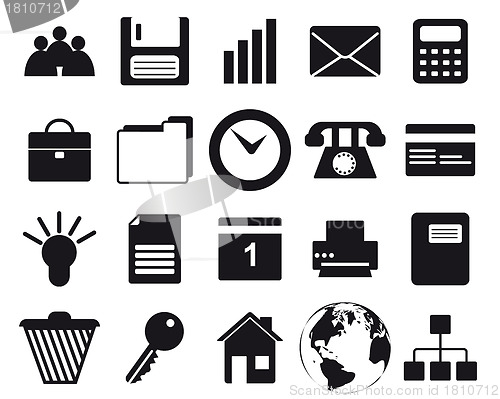 Image of business and office icon set