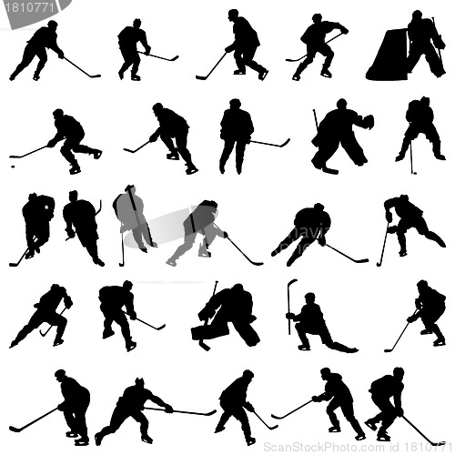 Image of hockey silhouettes set