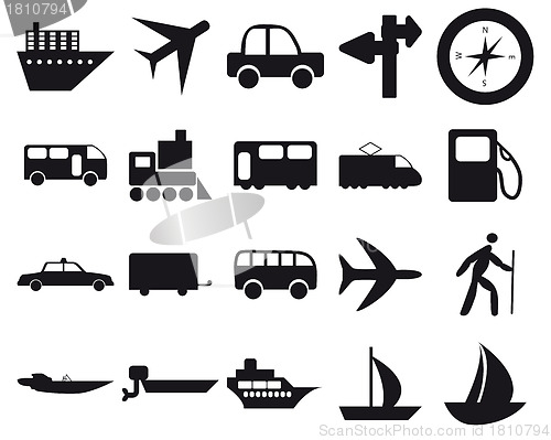 Image of transportation icon set