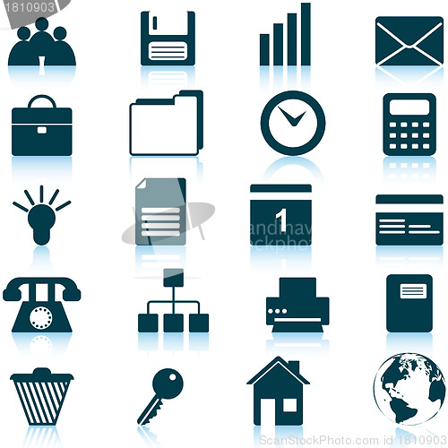 Image of business and office icon set