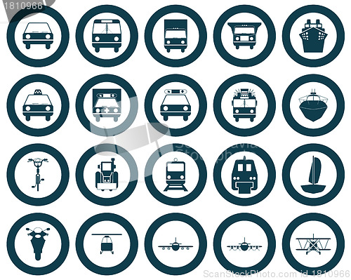 Image of transportation icon set