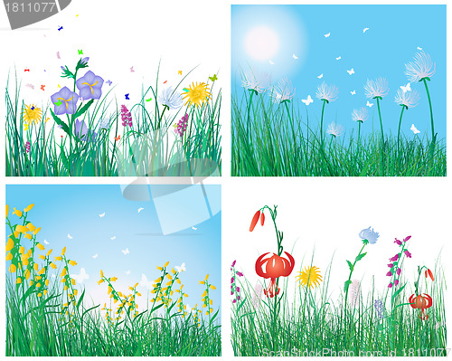 Image of color set of grass backgrounds