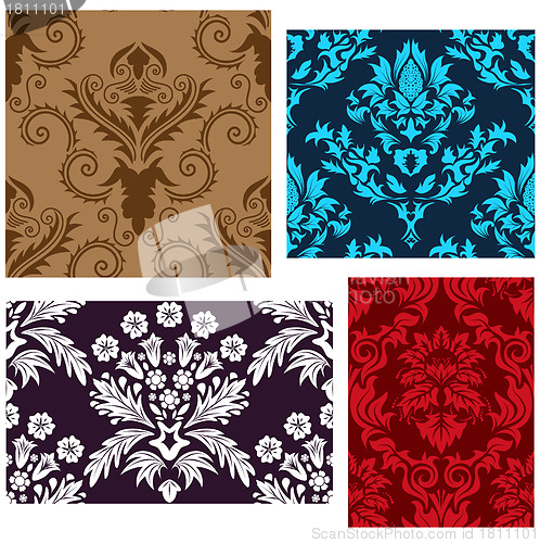 Image of seamless damask backgrounds set