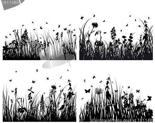 Image of grass silhouettes set